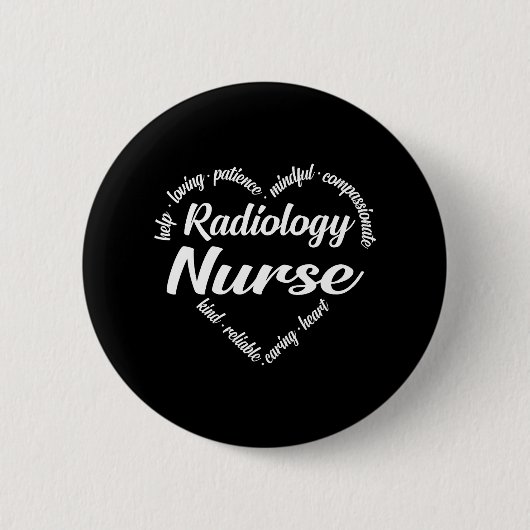 Radiologie Nurse Heart Word Cloud Button (Vorderseite)