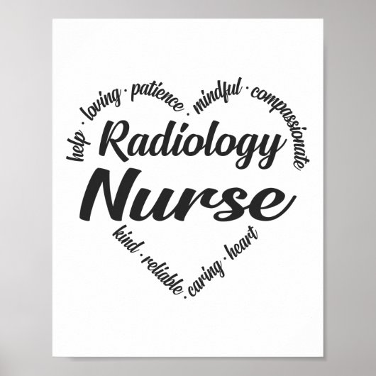 Radiologie Nurse Heart Word Cloud Poster (Vorne)