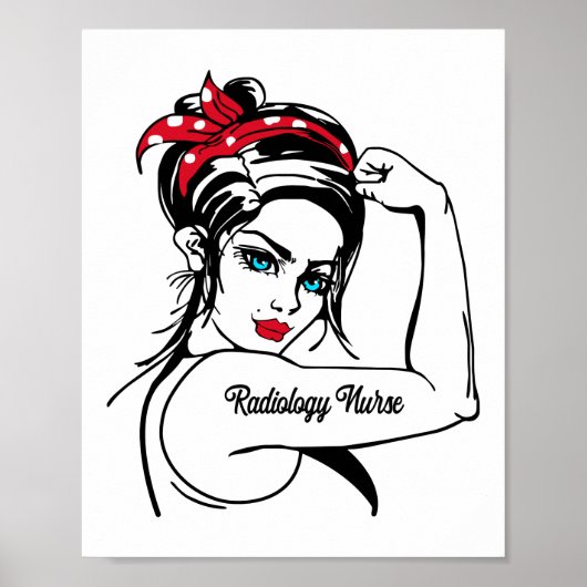 Radiologie Nurse Rosie The Riveter Button Up Poster (Vorne)