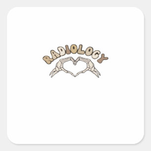 Radiologie Skeleton Heart Hands Classic Quadratischer Aufkleber
