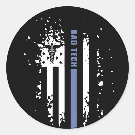 Radiologie Tech American Blue Line Flag Runder Aufkleber (Vorderseite)