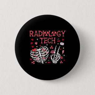 Radiologie Tech Rippenkäfig Skelett Hand Valentins Button