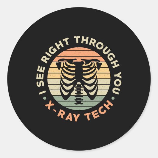Radiologie Tech sieht direkt durch X-Ray Tech Runder Aufkleber (Vorderseite)