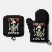 Radiologie Weihnachten Weihnachtsmann Skeleton Xra Ofenhandschuh & Topflappen-Set (Vorderseite)