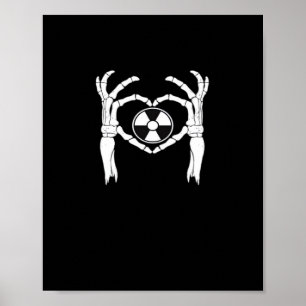 Radiologie X-Ray Tech Heart Shaped Skeleton Hands  Poster