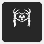 Radiologie X-Ray Tech Heart Shaped Skeleton Hands Quadratischer Aufkleber (Vorderseite)
