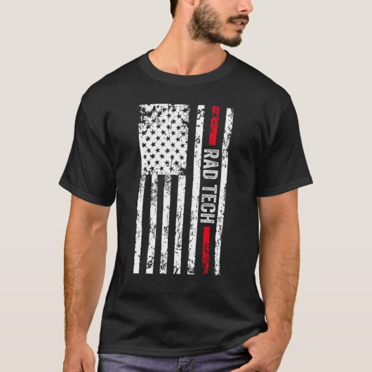 Radiologiker Krass Tech US Flag Radiology T-Shirt (Vorderseite)