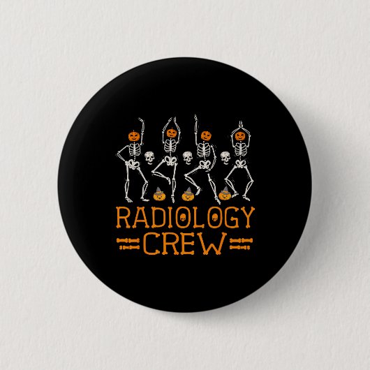 Radiology Crew Dancing Skeleton Pumpkin Fun Hallow Button (Vorderseite)