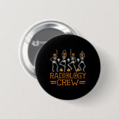 Radiology Crew Dancing Skeleton Pumpkin Fun Hallow Button (Vorne & Hinten)
