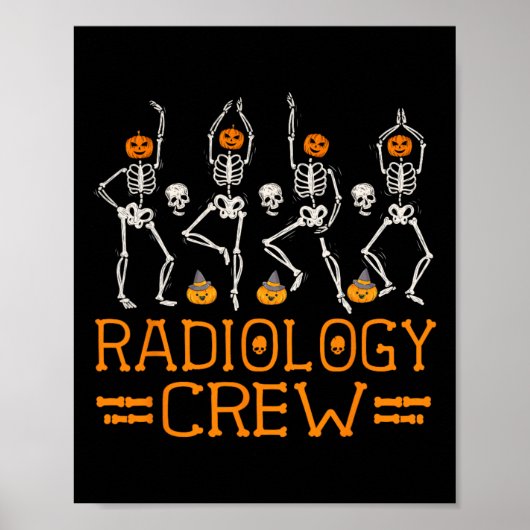 Radiology Crew Dancing Skeleton Pumpkin Fun Hallow Poster (Vorne)