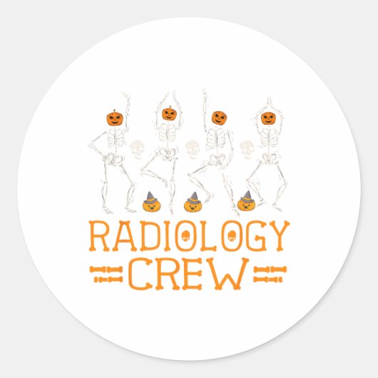 Radiology Crew Dancing Skeleton Pumpkin Fun Hallow Runder Aufkleber (Vorderseite)