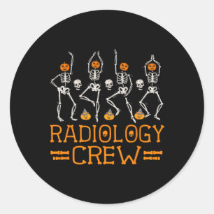 Radiology Crew Dancing Skeleton Pumpkin Funny Hall Runder Aufkleber