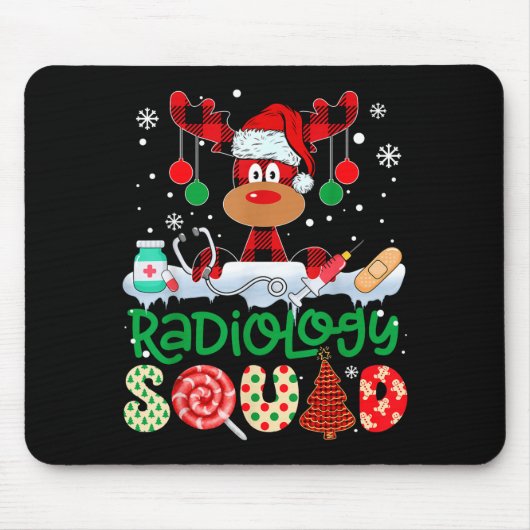 Radiology Squad Nurse Reindeer Buffalo Red Plaid C Mousepad (Vorne)