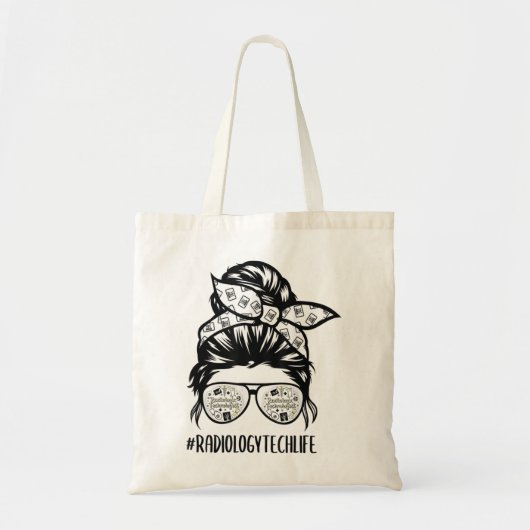 Radiology Tech Life chaotische Haarbrille Krass Te Tragetasche (Vorne)