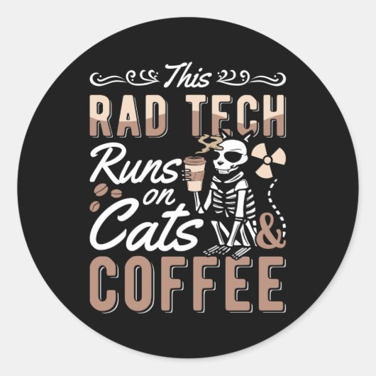 Radiology This Rad Tech Runs Cats And Coffee Xray Runder Aufkleber (Vorderseite)