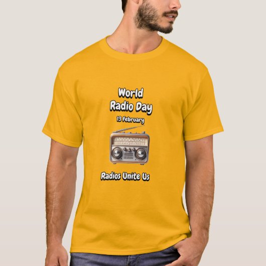 Radios vereinen uns. Weltfunktag (WRD). T-Shirt (Vorderseite)