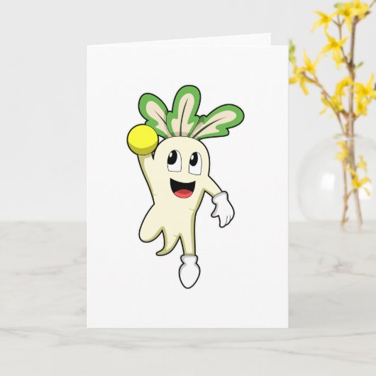 Radish at Handball player with Handball Karte (Gelbe Blume)