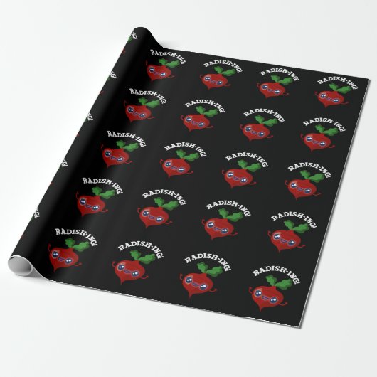 Radish-ing Funny Veggie Radish Pun Dark BG Geschenkpapier (Ungerollt)