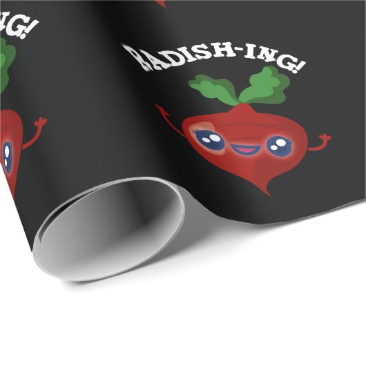Radish-ing Funny Veggie Radish Pun Dark BG Geschenkpapier (Rolleneckpunkt)