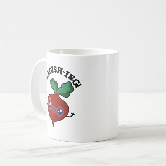 Radish-ing Funny Veggie Radish Pun Kaffeetasse (Vorderseite Links)