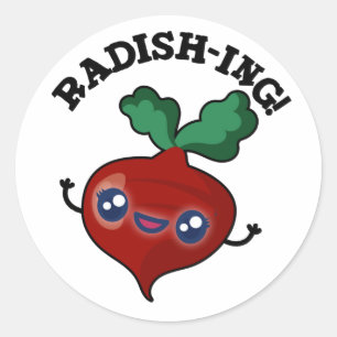 Radish-ing Funny Veggie Radish Pun Runder Aufkleber