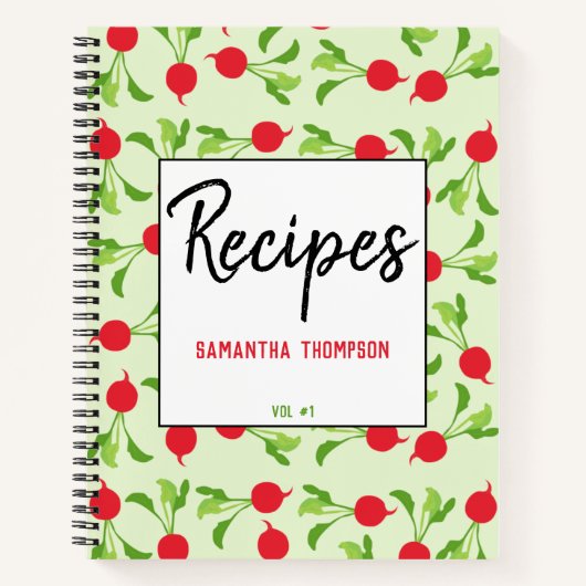 Radish Red Green Muster Rezept Leere Cookbook Notizblock (Vorderseite)