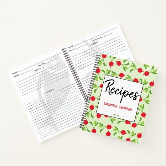 Radish Red Green Muster Rezept Leere Cookbook Notizblock (Innenseite)