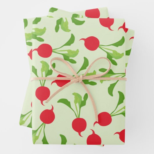 Radish Red Green Pattern Geschenkpapier Set (Beispiel)