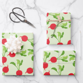 Radish Red Green Pattern Geschenkpapier Set