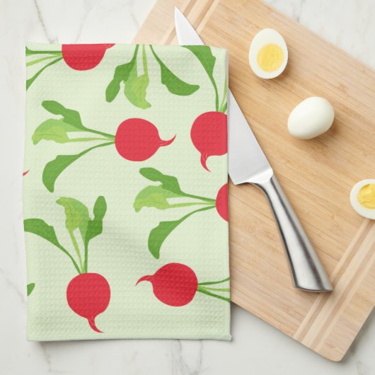 Radish Red Green Pattern Geschirrtuch (Viertel Falte)