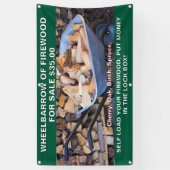 Radkarren aus Brennholz für den Verkauf rustikal a Banner (Vertikal)