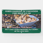 Radkarren aus Brennholz für den Verkauf rustikal a Banner (Horizontal)