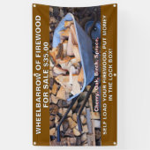 Radkarren aus Brennholz für den Verkauf rustikal a Banner (Vertikal)