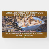 Radkarren aus Brennholz für den Verkauf rustikal a Banner (Horizontal)