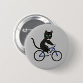Radkatze auf einem Rad Schwarz-Weiß-Katze Button (Vorne & Hinten)