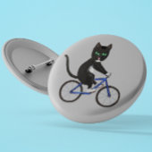 Radkatze auf einem Rad Schwarz-Weiß-Katze Button