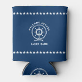 Radknoten an Bord eines Schiffes, blau und weiß Dosenkühler (Vorderseite)