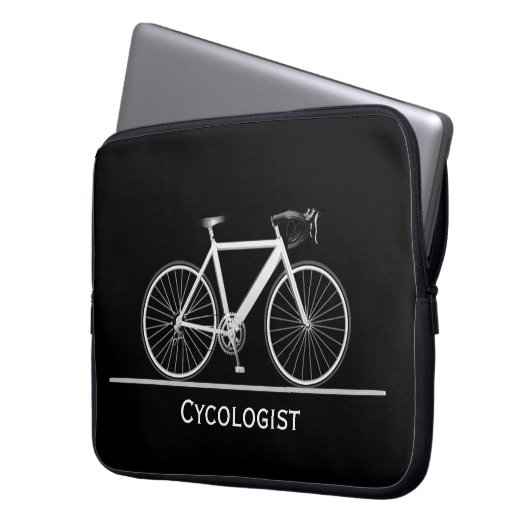 Radkologe White Bike on Black Laptopschutzhülle (Vorderseite Links)