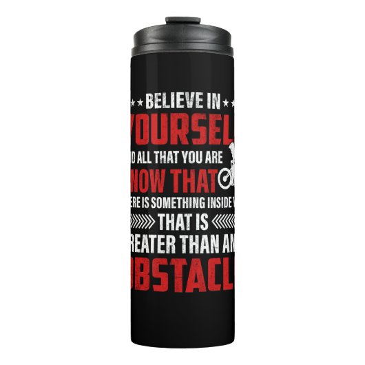 Radkunst glaubt an sich selbst thermosbecher (Vorderseite)