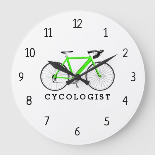 Radologe Neon Green Bicycle Große Uhr (Vorderseite)