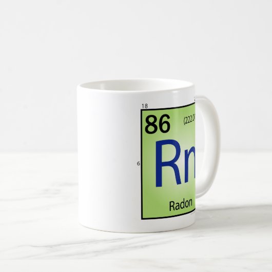 Radon- (Rn)Element-Tasse Kaffeetasse (VorderseiteRechts)