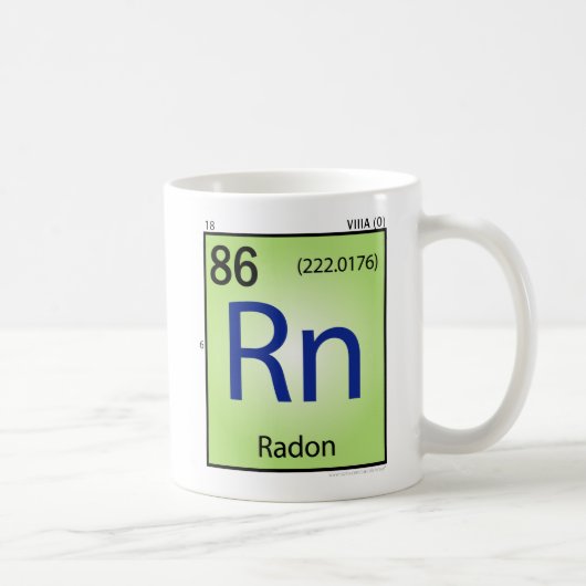Radon- (Rn)Element-Tasse Kaffeetasse (Rechts)