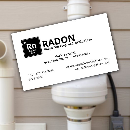 Radon Testing and Mitigation Company Visitenkarte