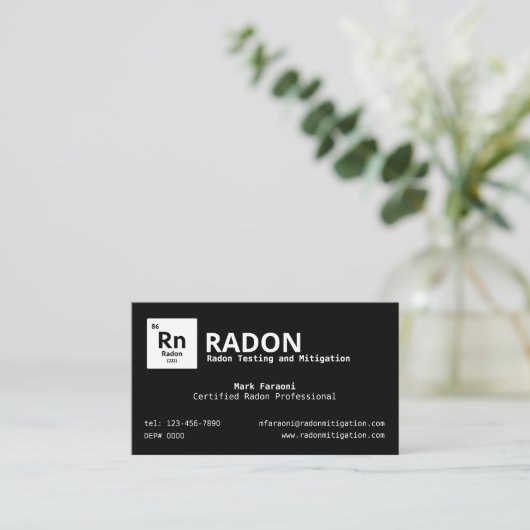 Radon Testing and Mitigation Company Visitenkarte (Stehend Vorderseite)