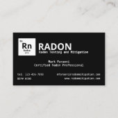 Radon Testing and Mitigation Company Visitenkarte (Vorderseite)