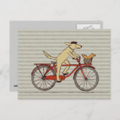 Radsport-Hund mit Eichhörnchenfreund - Fun Animal Postkarte (Vorne/Hinten)