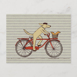 Radsport-Hund mit Eichhörnchenfreund - Fun Animal  Postkarte