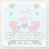 Radsport-Paar romantisches Geschenk Glasuntersetzer (Rückseite)