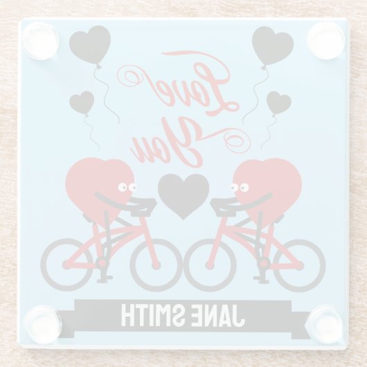 Radsport-Paar romantisches Geschenk Glasuntersetzer (Rückseite)