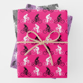 Radsport-Thema Pink Lila Gray Geschenkpapier Set (Beispiel)